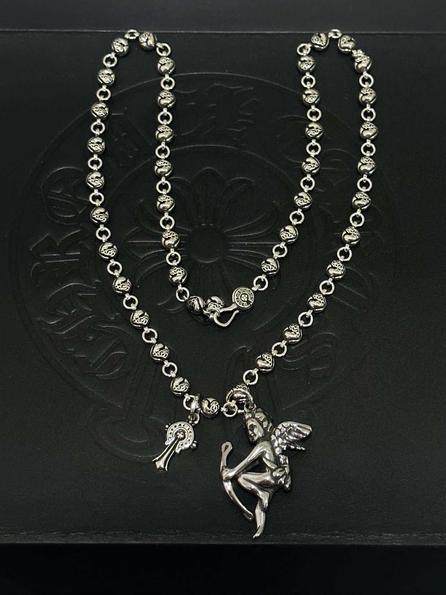 Chrome Hearts Silver Cupid Charm Necklace